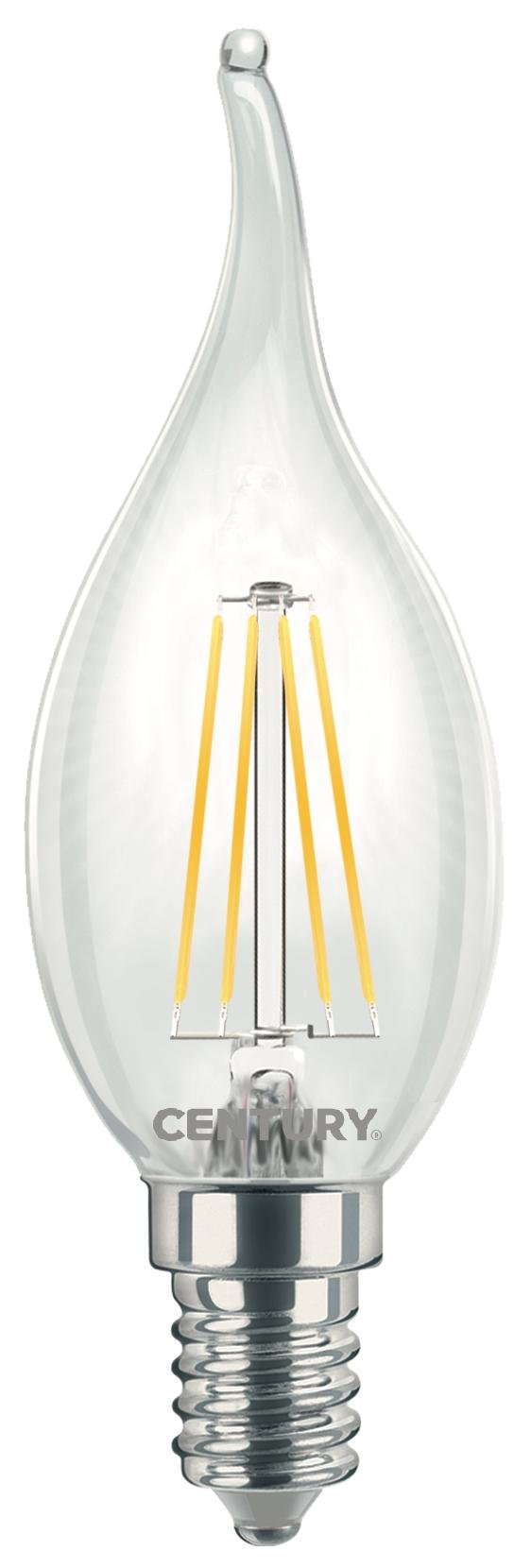Century LED FILAMENT SVÍČKA PLAMEN ČIRÁ 4W E14 2700K 470Lm 360d 35x118mm IP20 CEN INM1C-041427 Teplá bílá Čirá