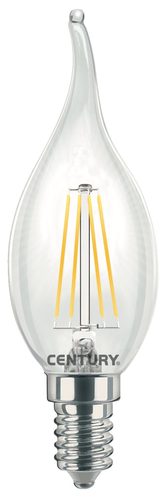 Century LED FILAMENT SVÍČKA PLAMEN ČIRÁ 4W E14 4000K 470Lm 360d 35x118mm IP20 CEN INM1C-041440 Teplá bílá Čirá