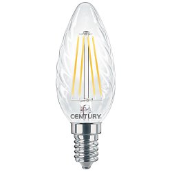 Obrázek pro produkt LED FILAMENT SVÍČKA TWIST ČIRÁ 4W E14 4000K 470Lm 360d 35x98mm IP20  - CENTURY