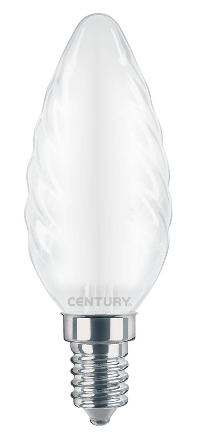 CEN INSTOR-041430 LED FILAMENT SVÍČKA TWIST SATÉN 4W E14 3000K 470Lm 360d 35x97mm IP20 - CENTURY