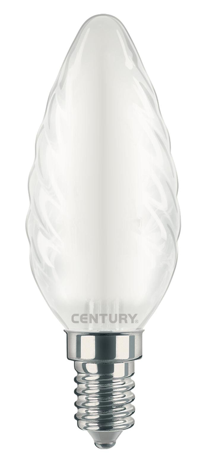 CEN INSTOR-041460 LED FILAMENT SVÍČKA TWIST SATÉN 4W E14 6000K 470Lm 360d 35x97mm IP20 - CENTURY