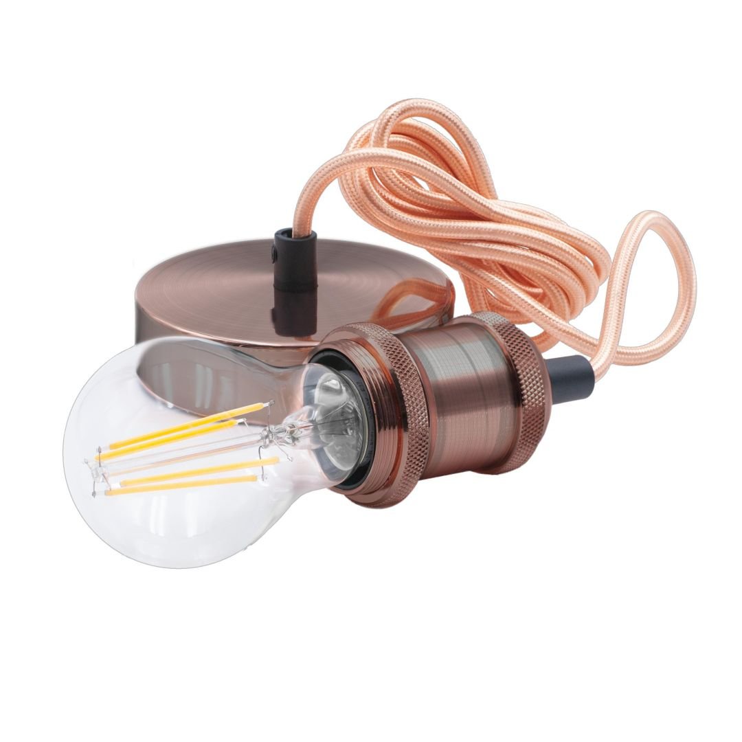 CEN FSRGV-150 Kovový Závěs FUSION BARVA MĚĎ ANTIK pro LED žárovky délka 1500mm E27 IP20 - CENTURY