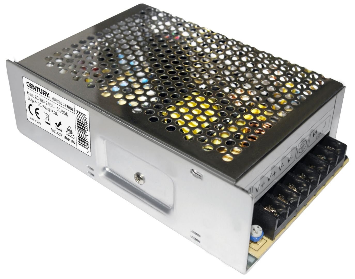 CEN RDAC200-24 LED DRIVER pro LED pásky 200W 100-240VAC/24VDC/8,3A IP20 - CENTURY