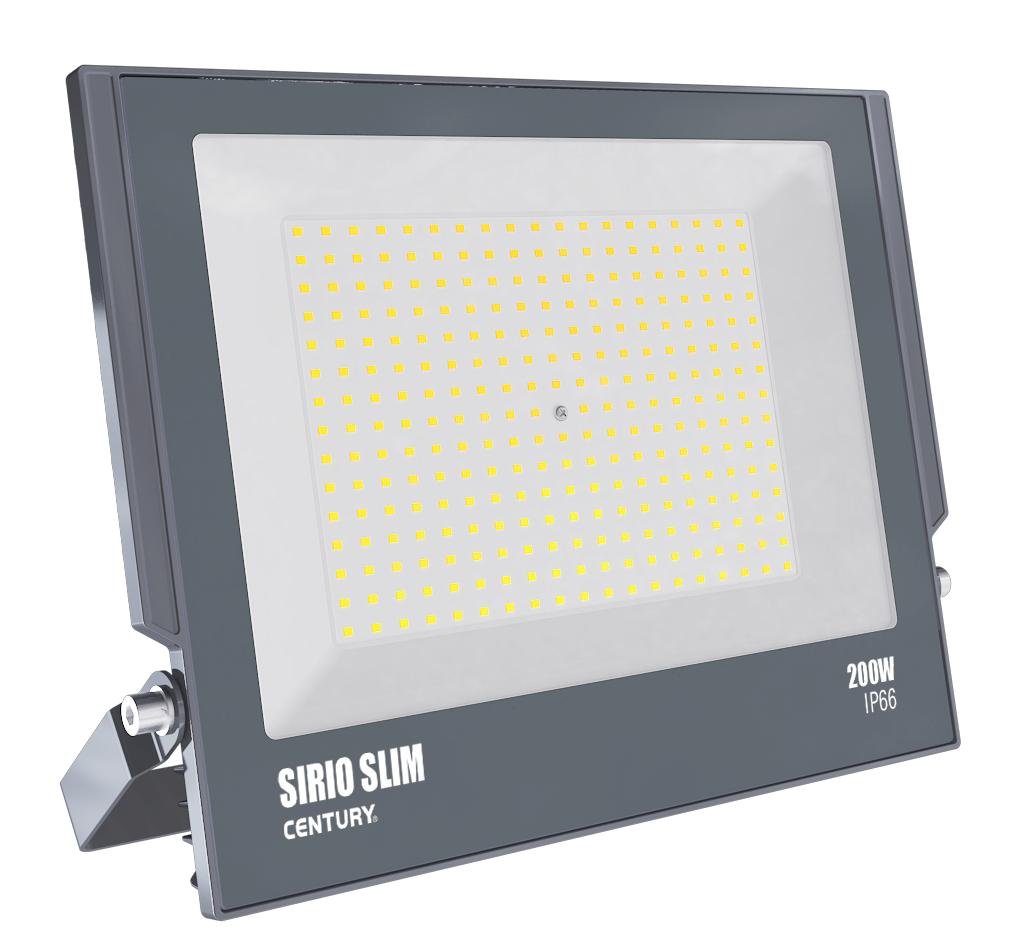 CEN SRS-2009540 REFLEKTOR LED SIRIO SLIM ČERNÝ 200W 4000K 18000Lm 110d 366x34x303mm IP66 - CENTURY