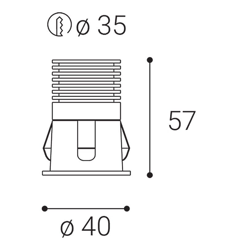 LED2 2250133 Svítidlo RAY XS, B ZÁPUSTNÉ ČERNÉ - LED2 Lighting (obrázek 3)