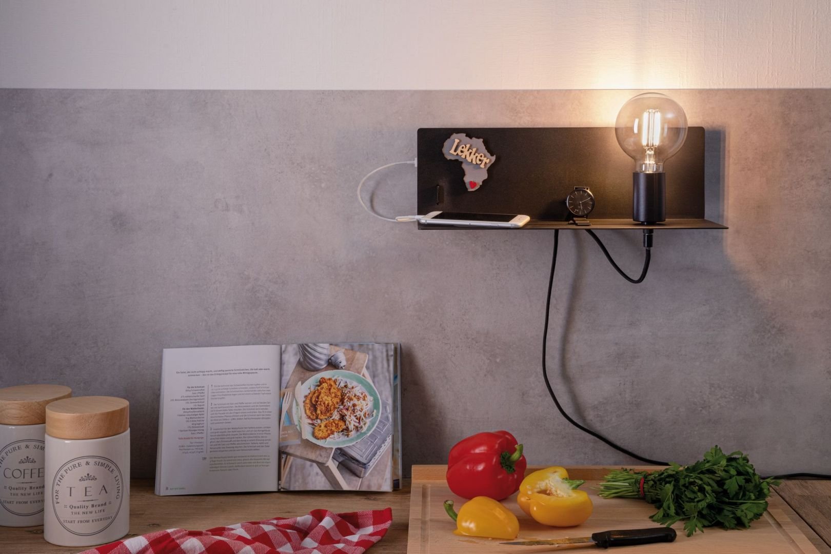 P 78920 Nástěnné svítidlo Ablage Devara E27 max. 40W černá / kov USB - PAULMANN (obrázek 3)