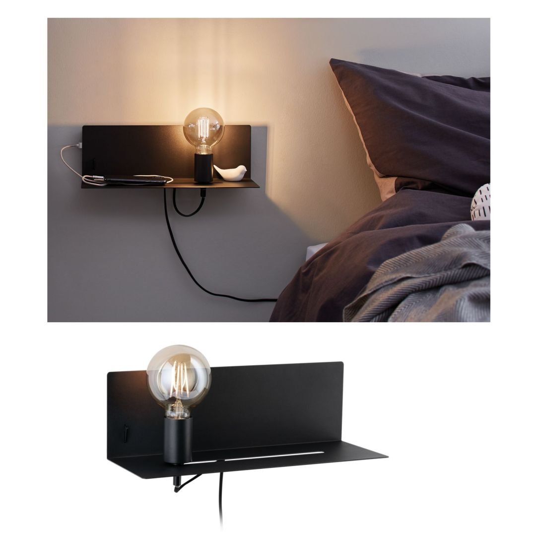 P 78920 Nástěnné svítidlo Ablage Devara E27 max. 40W černá / kov USB - PAULMANN (obrázek 12)