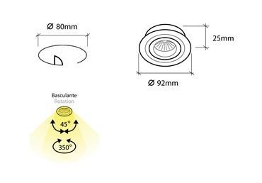 BPM 3010LED2.D40.3K Vestavné svítidlo Aluminio Plata, kart.hliník 7W LED 500lm 3000K 230V - BPM (obrázek 2)