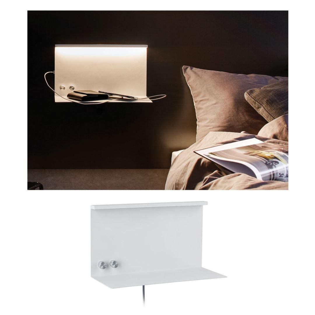 P 78919 LED nástěnné svítidlo Ablage Jarina 4,5 W/ 1,6 W bílá/dřevo, kov/umělá hmota - PAULMANN