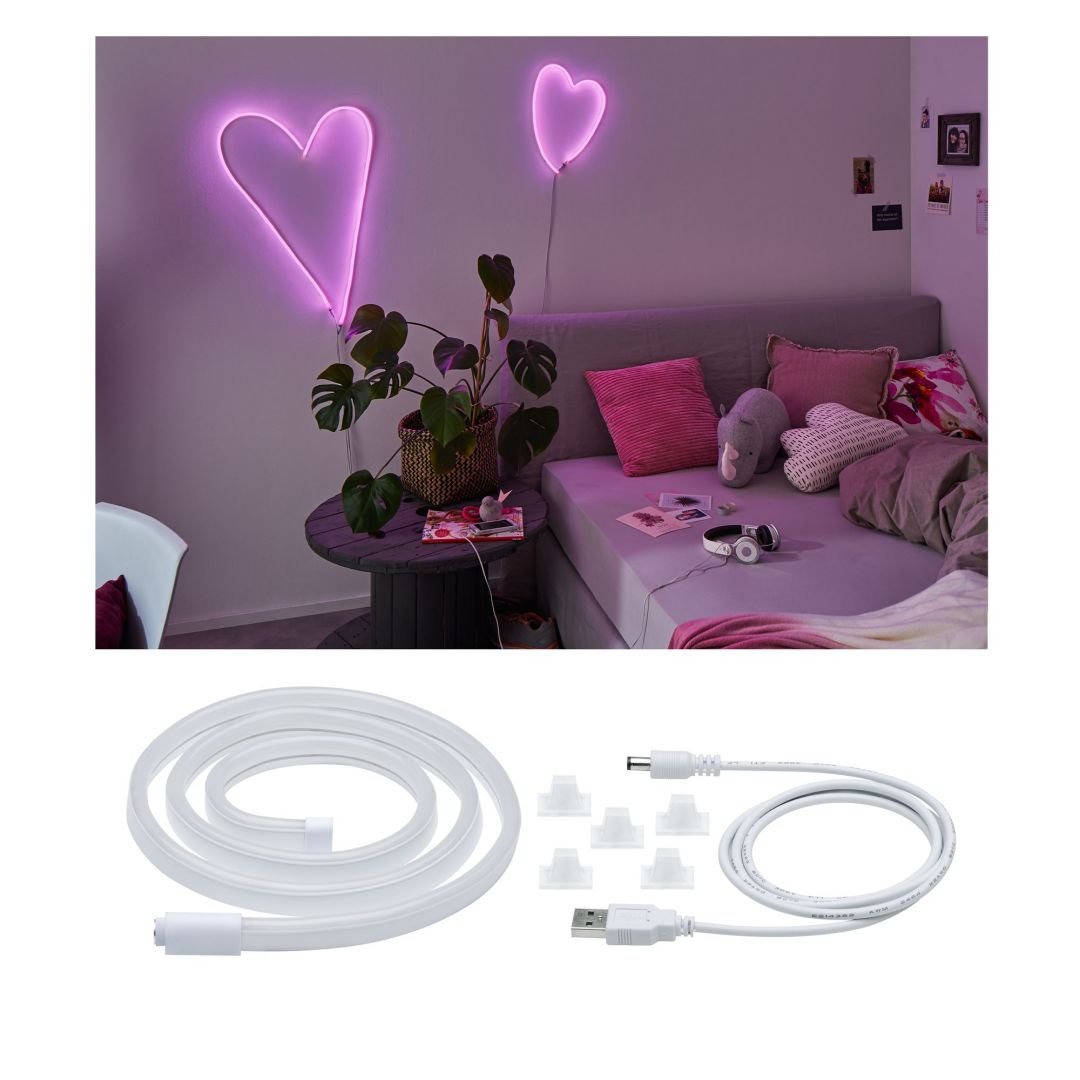 P 70561 Neon Colorflex USB Strip růžová 1m 4,5W 5V růžová/bílá umělá hmota - PAULMANN