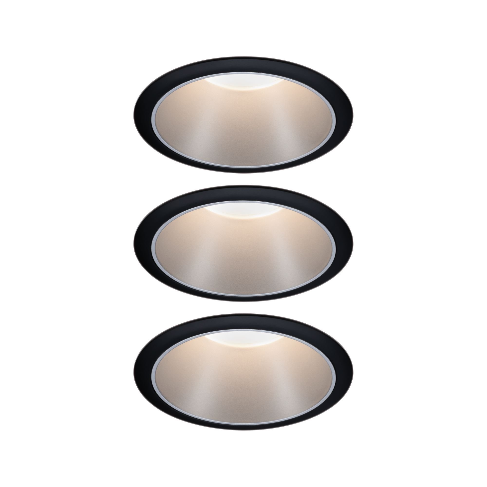 P 93408 Vestavné svítidlo LED Cole 3x6,5W černá/stříbrná mat 3-krokové-stmívatelné 2700K teplá bílá - PAULMANN