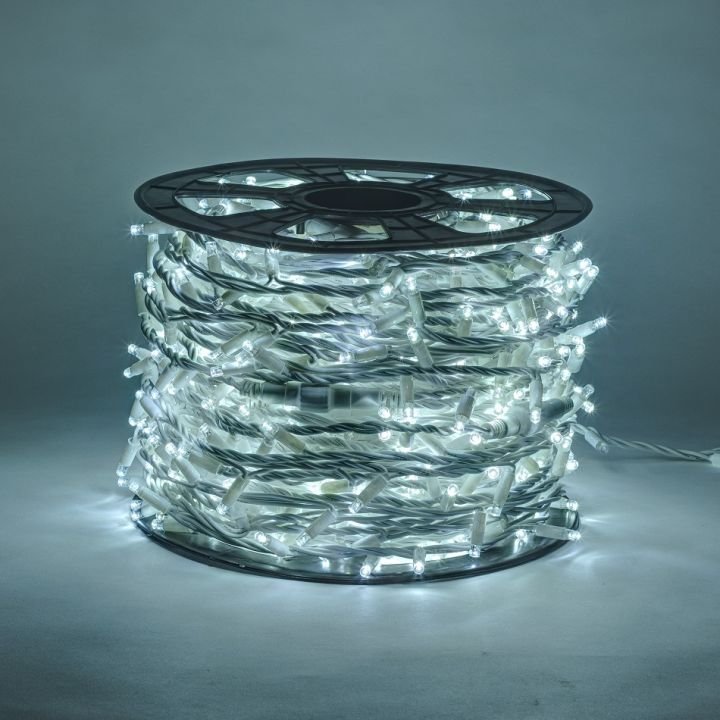 DLED SFNX0110 DecoLED LED světelný řetěz, 100m, ledově bílá s FLASH efektem, 1000 diod, bílý kabel SFNX0110