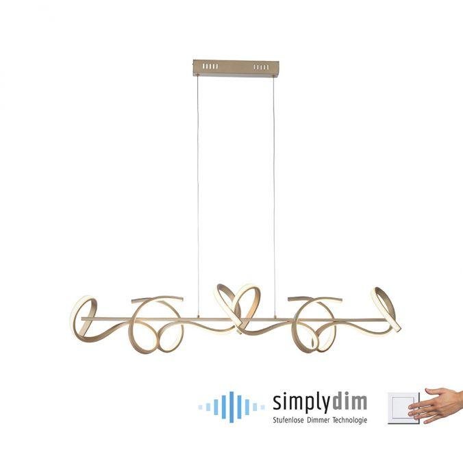 LD 19033-60 CURLS LED závěsné svítidlo, matná mosaz, moderní design SimplyDim 3000K - LEUCHTEN DIREKT / JUST LIGHT