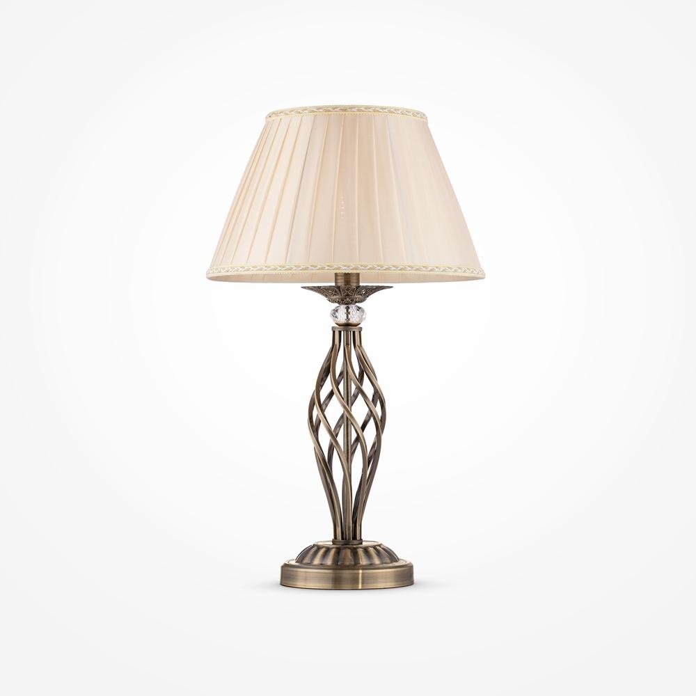 M RC247-TL-01-R Stolní lampa Grace 40W E14 béžová kov/organza/křišťál - MAYTONI