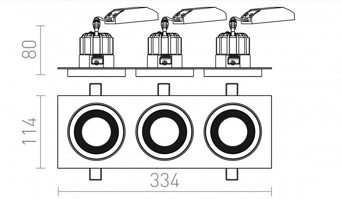 RED R13264 SHARM SQ III zápustná černá/černá měď 230V LED 3x10W 24° 3000K - RED - DESIGN RENDL (obrázek 3)