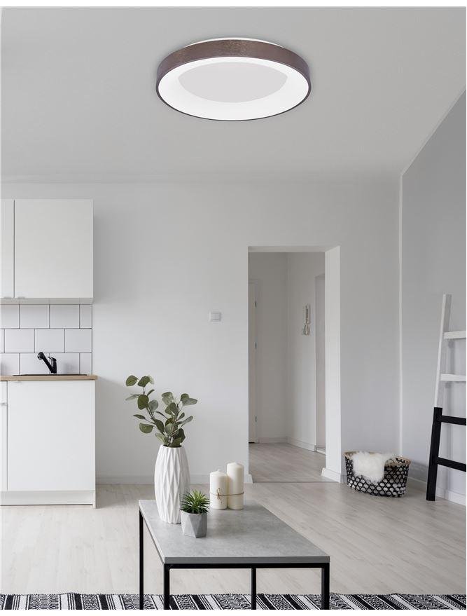 NV 9353855 Stropní svítidlo RANDO THIN broušený kávově hnědý hliník a akryl LED 50W 230V 3000K IP20 stmívatelné - NOVA LUCE