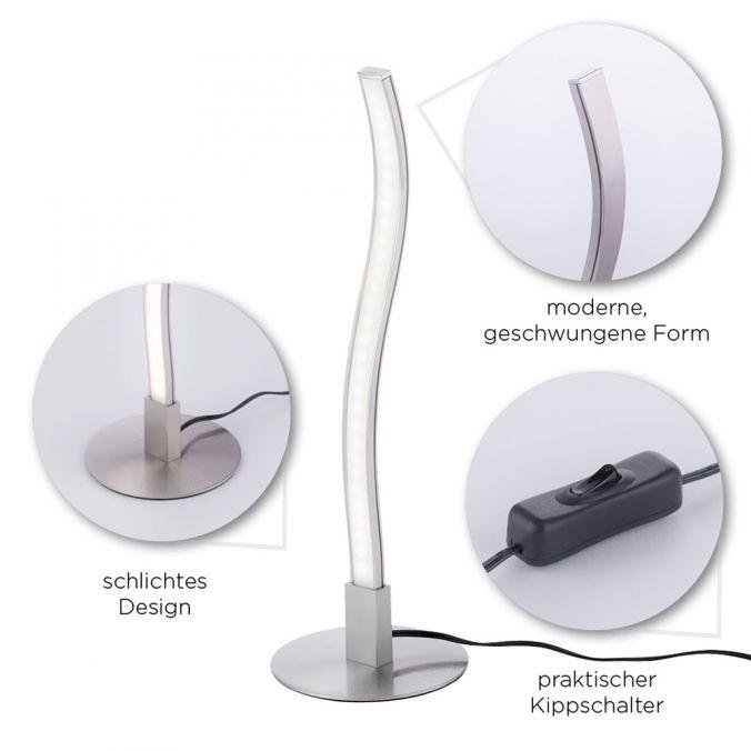 LD 15128-55 WAVE LED stolní lampa v designu vlny s barvou oceli teplá bílá vč. šňurového vypínače 3000K - LEUCHTEN DIREKT / JUST LIGHT (obrázek 3)