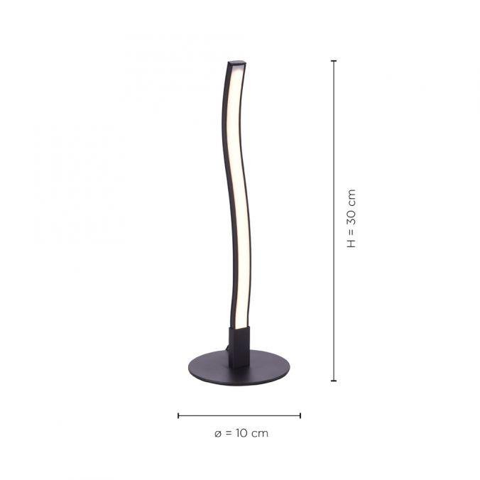 LD 15128-18 WAVE LED stolní lampa v černé design vlny s teplou bílou barvou světla a šňůrovým vypínačem 3000K - LEUCHTEN DIREKT / JUST LIGHT (obrázek 3)