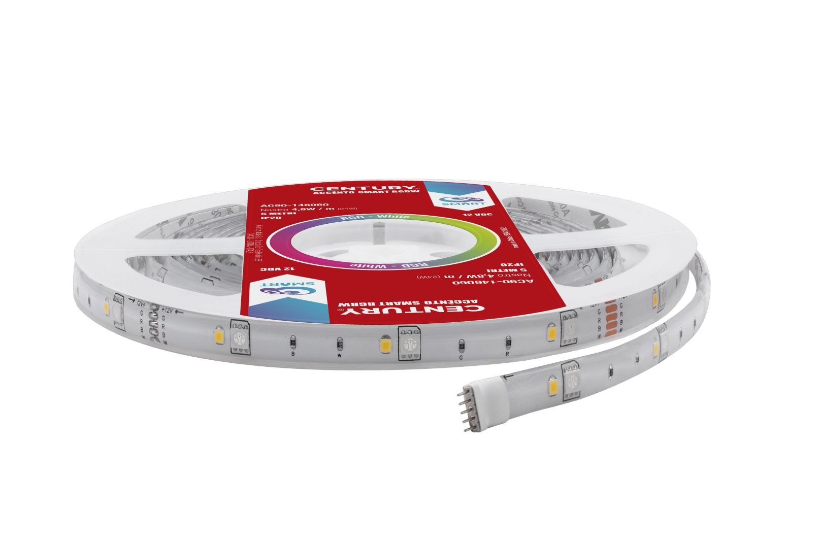 CEN ACRSMA-484800 LED pásek ACCENTO SMART cívka 5m 4.8W/m 24W RGBW 4000K 1650Lm 120d IP20 220-240V/AC Tuya WiFi - CENTURY