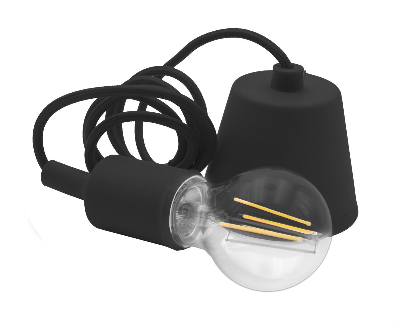 CEN FTNE-150 SILIKONOVÝ ZÁVĚS FANTASY ČERNÝ pro LED žárovky délka 150cm E27 IP20 Visual Box - CENTURY