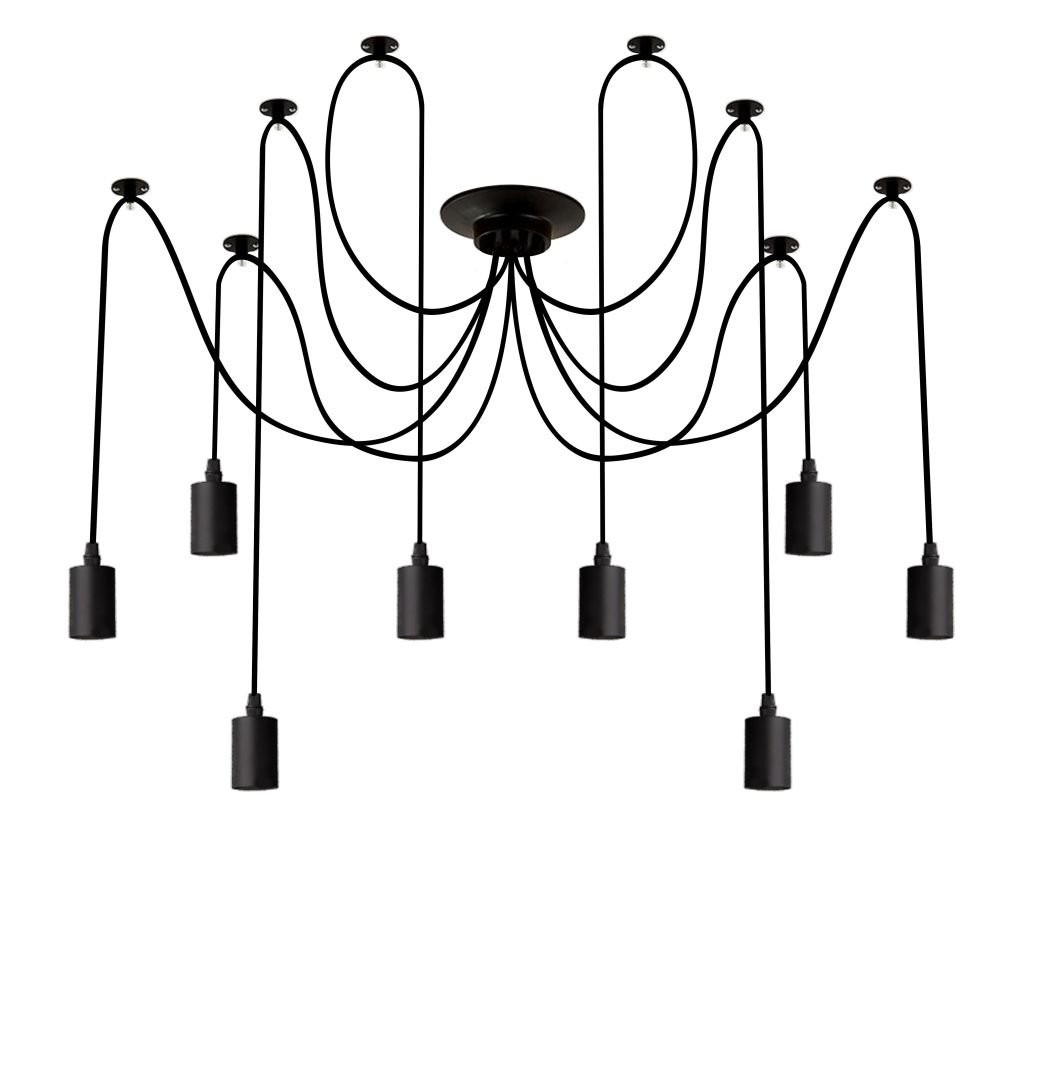 CEN PER8-150 Závěsné svítidlo PER8 černé pro LED žárovky 8x délka 150cm 8x E27 IP20 - CENTURY