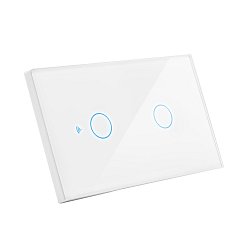 Obrázek pro produkt Přepínač SMART zapuštěný dvojitý-5A-220-240V IP20 ovládaný SMARTPHONEM přes WIFI nebo hlasem. Vhodný do instalční krabice BTICINO 503E 3 moduly. Tuya WiFi - CENTURY