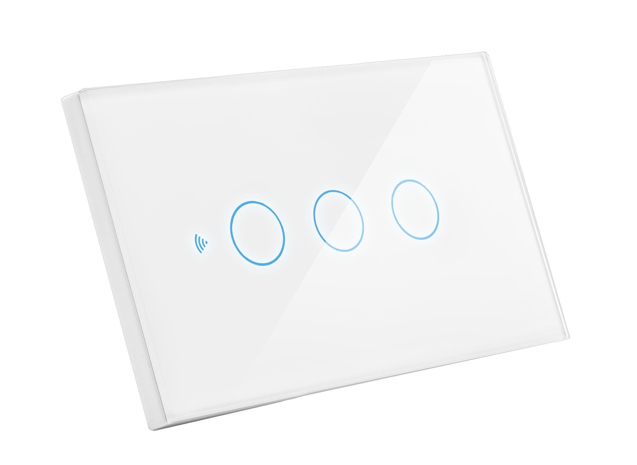 CEN SWSMA-3 Přepínač SMART zapuštěný trojitý-5A-220-240V IP20 ovládaný SMARTPHONEM přes WIFI nebo hlasem. Vhodný do instalční krabice BTICINO 503E 3 moduly. Tuya WiFi - CENTURY