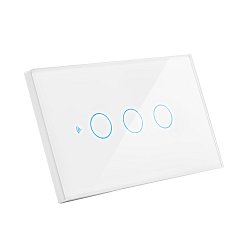 Obrázek pro produkt Přepínač SMART zapuštěný trojitý-5A-220-240V IP20 ovládaný SMARTPHONEM přes WIFI nebo hlasem. Vhodný do instalční krabice BTICINO 503E 3 moduly. Tuya WiFi - CENTURY