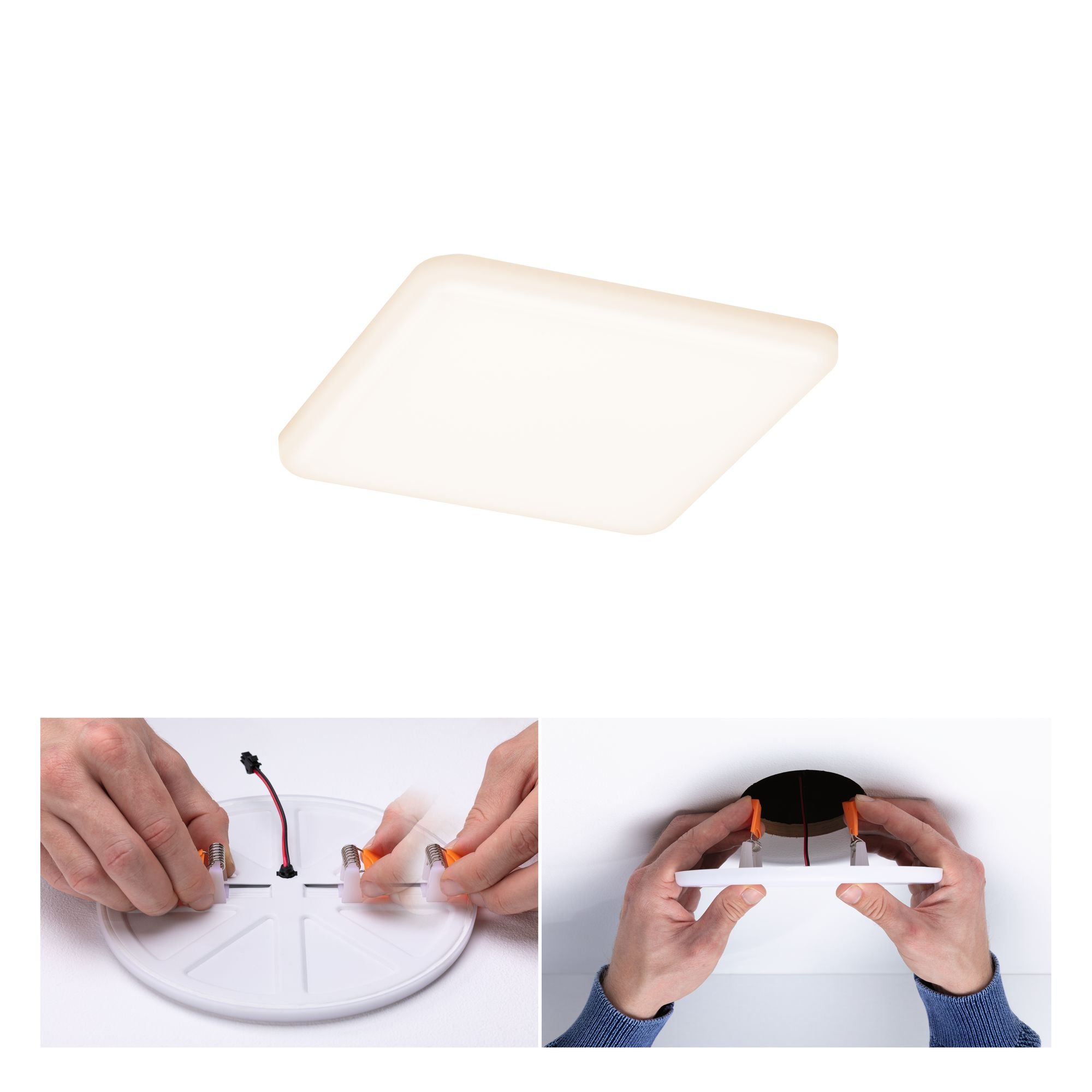 P 92394 LED vestavné svítidlo Veluna VariFit IP44 hranaté 125x125mm 8,5W 3.000K satén - PAULMANN