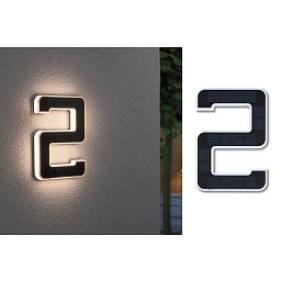 Obrázek pro produkt Venkovní solární domovní číslo 2 IP44 3.000K 0,2W nabíjecí baterie výměnná - PAULMANN
