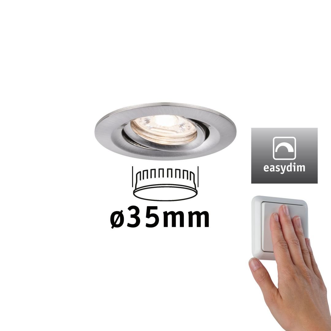 P 92972 LED vestavné svítidlo Nova mini Plus EasyDim výklopné 1x4,2W 2.700K kov kartáčovaný 230V - PAULMANN
