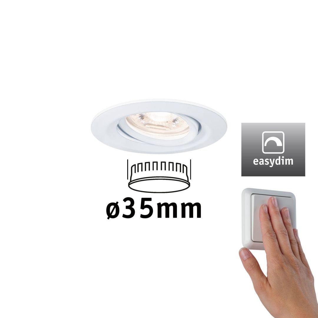P 92970 LED vestavné svítidlo Nova mini Plus EasyDim výklopné 1x4,2W 2.700K bílá mat 230V - PAULMANN
