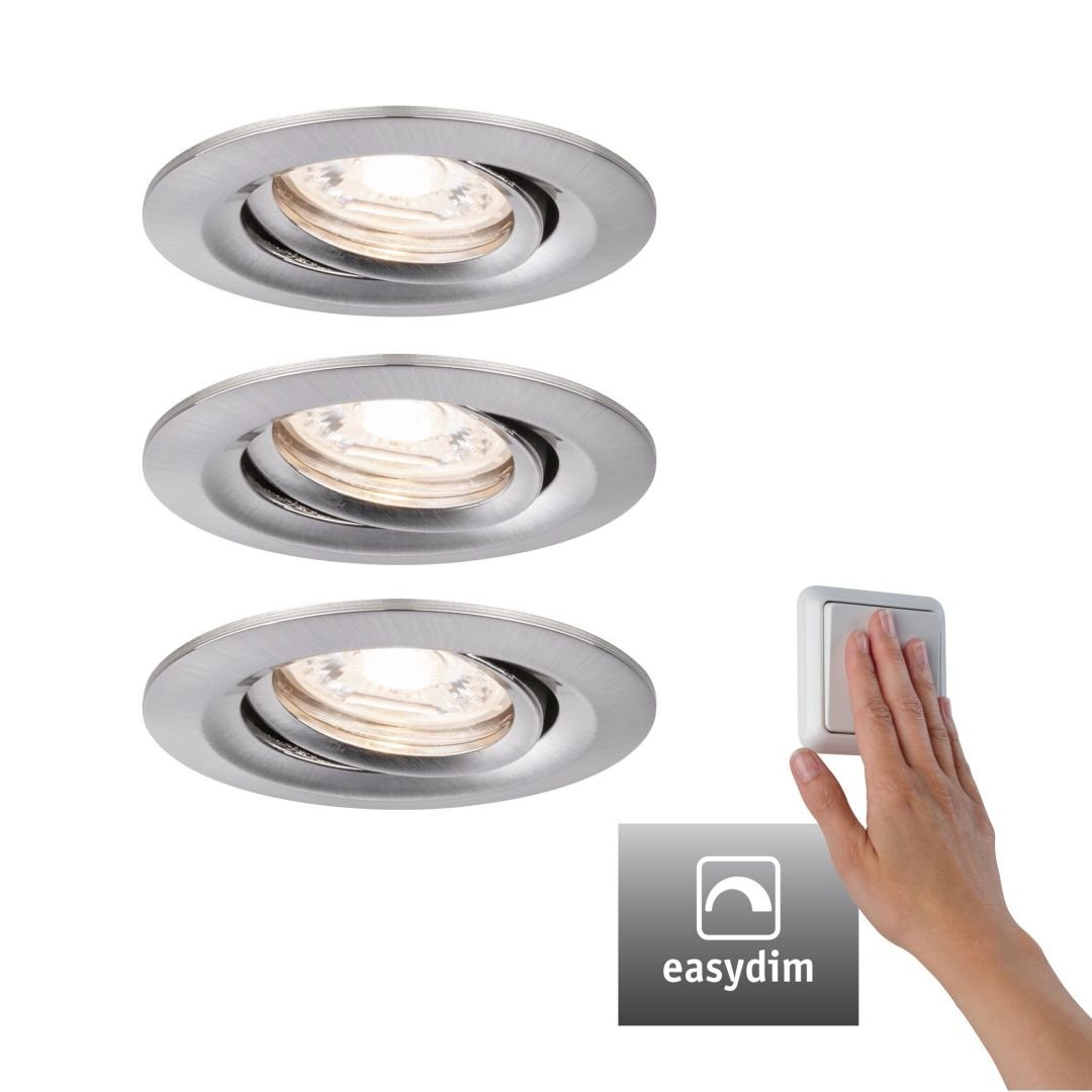 P 92973 LED vestavné svítidlo Nova mini Plus EasyDim výklopné 3x4,2W 2.700K kov kartáčovaný 230V - PAULMANN (obrázek 2)