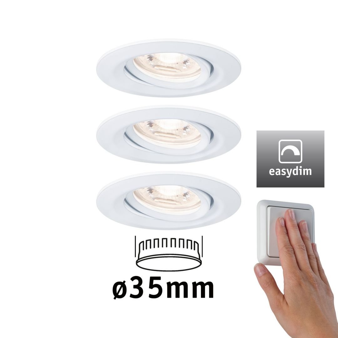 P 92971 LED vestavné svítidlo Nova mini Plus EasyDim výklopné 3x4,2W 2.700K bílá mat 230V - PAULMANN