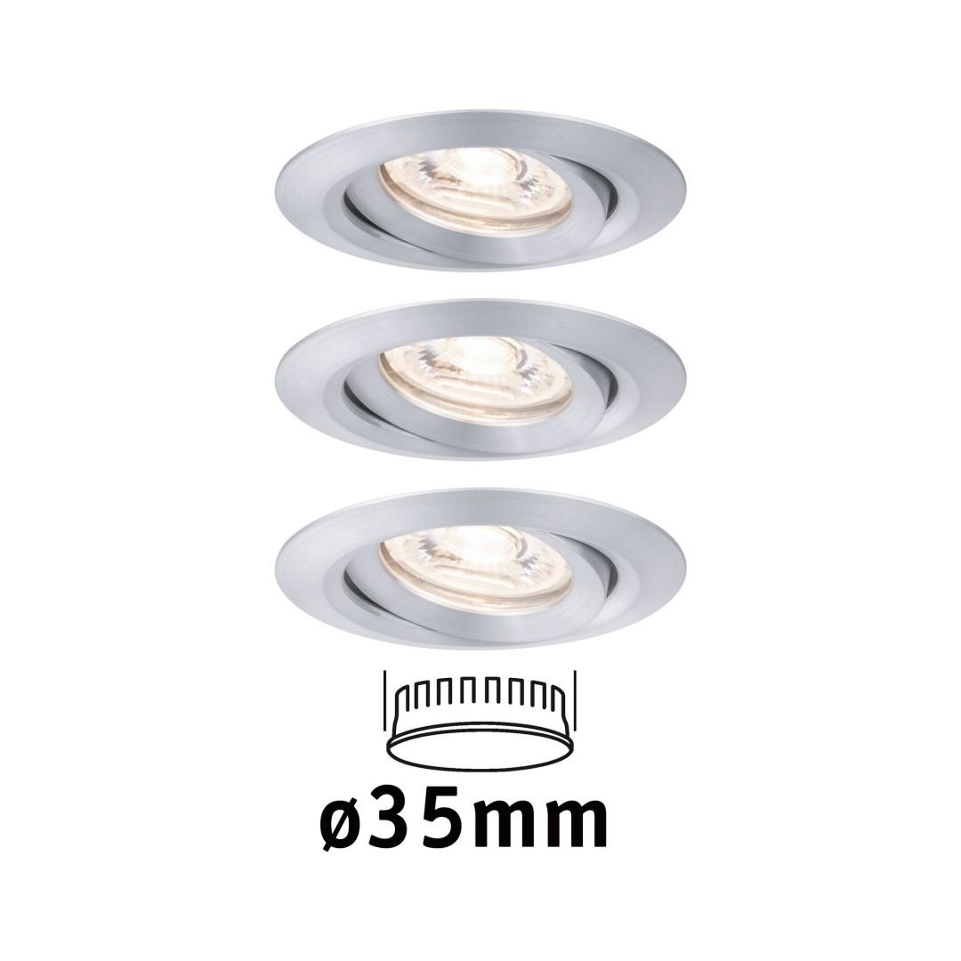 P 94297 LED vestavné svítidlo Nova mini výklopné 3x4W 2.700K hliník broušený 230V - PAULMANN