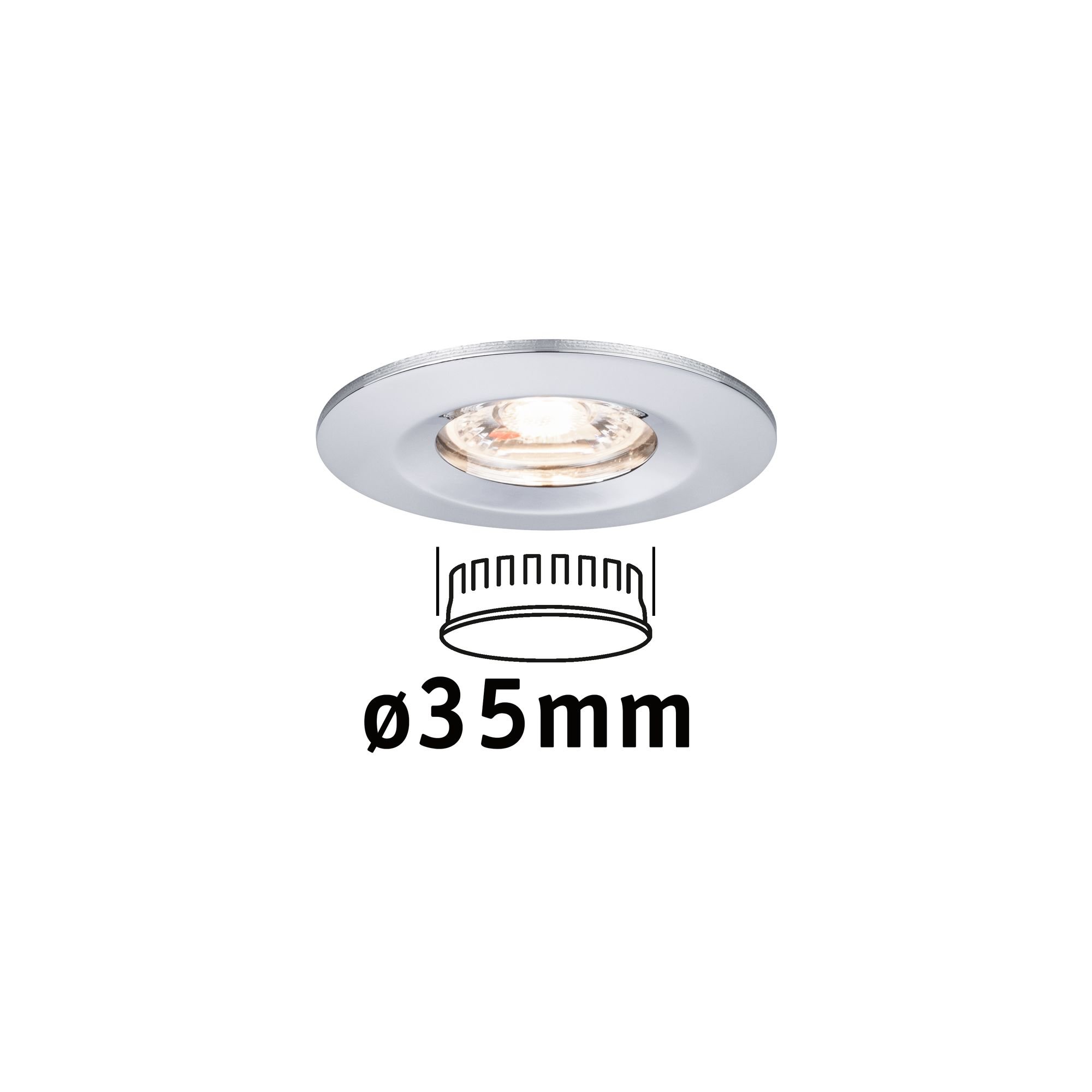 P 94302 LED vestavné svítidlo Nova mini nevýklopné IP44 1x4W 2.700K chrom 230V - PAULMANN materiál hliník
