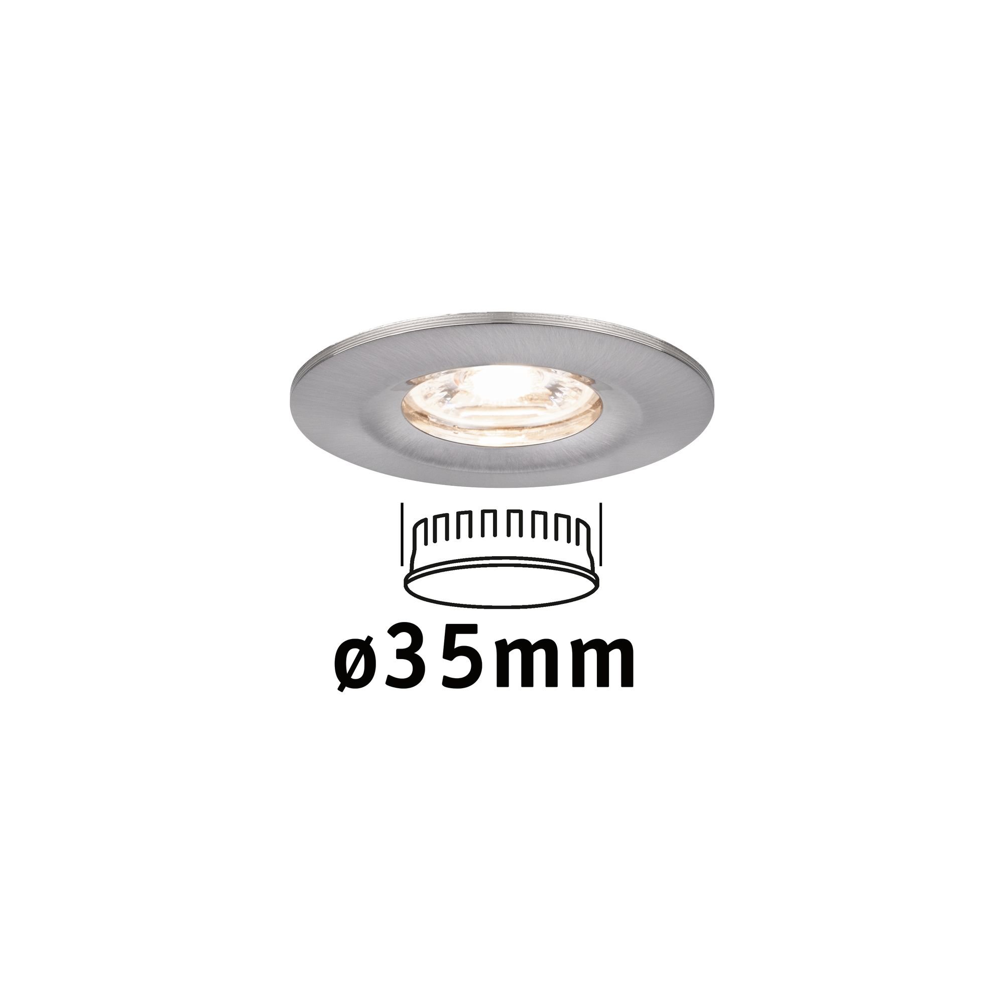 P 94300 LED vestavné svítidlo Nova mini nevýklopné IP44 1x4W 2.700K kov kartáčovaný 230V - PAULMANN