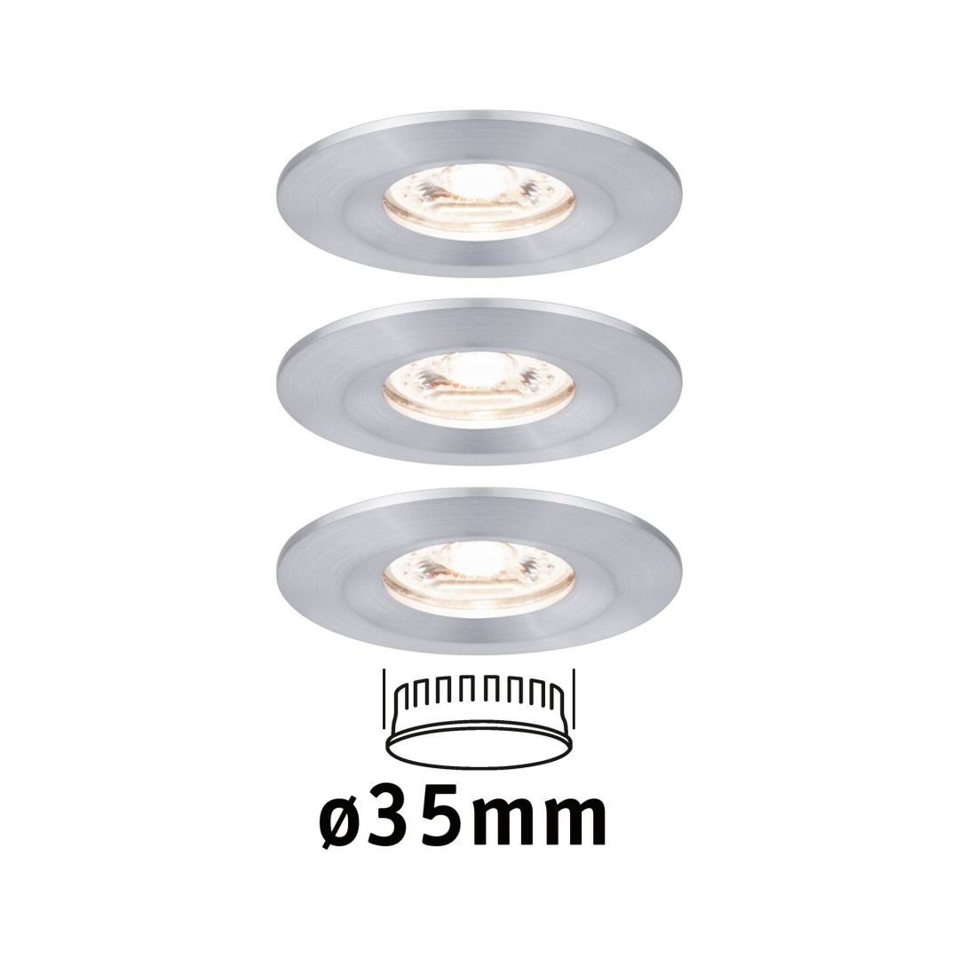 P 94305 LED vestavné svítidlo Nova mini nevýklopné IP44 3x4W 2.700K hliník broušený 230V - PAULMANN