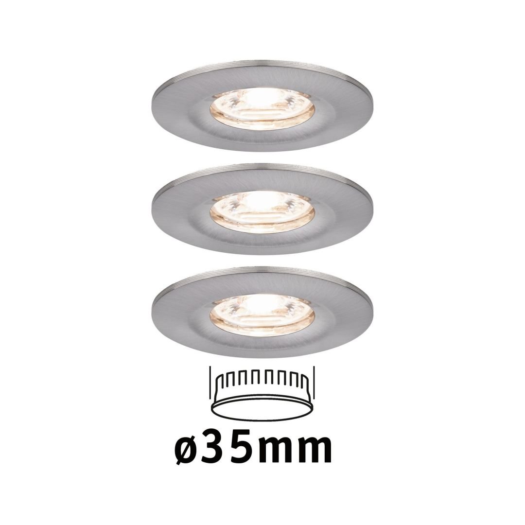 Levně P 94301 LED vestavné svítidlo Nova mini nevýklopné IP44 3x4W 2.700K kov kartáčovaný 230V - PAULMANN