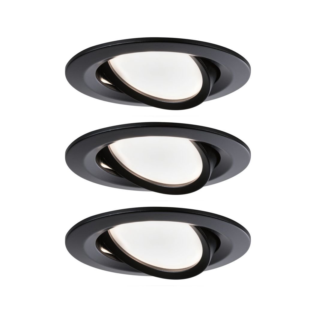 P 94471 LED vestavné svítidlo Nova kruhové 3x6,5W teplá bílá černá/mat výklopné 3ks sada - PAULMANN