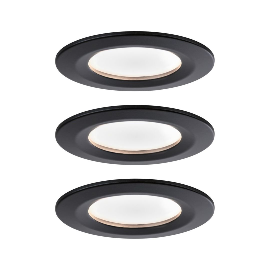 P 94473 LED vestavné svítidlo Nova kruhové 3x6,5W teplá bílá černá/mat nevýklopné 3ks sada - PAULMANN