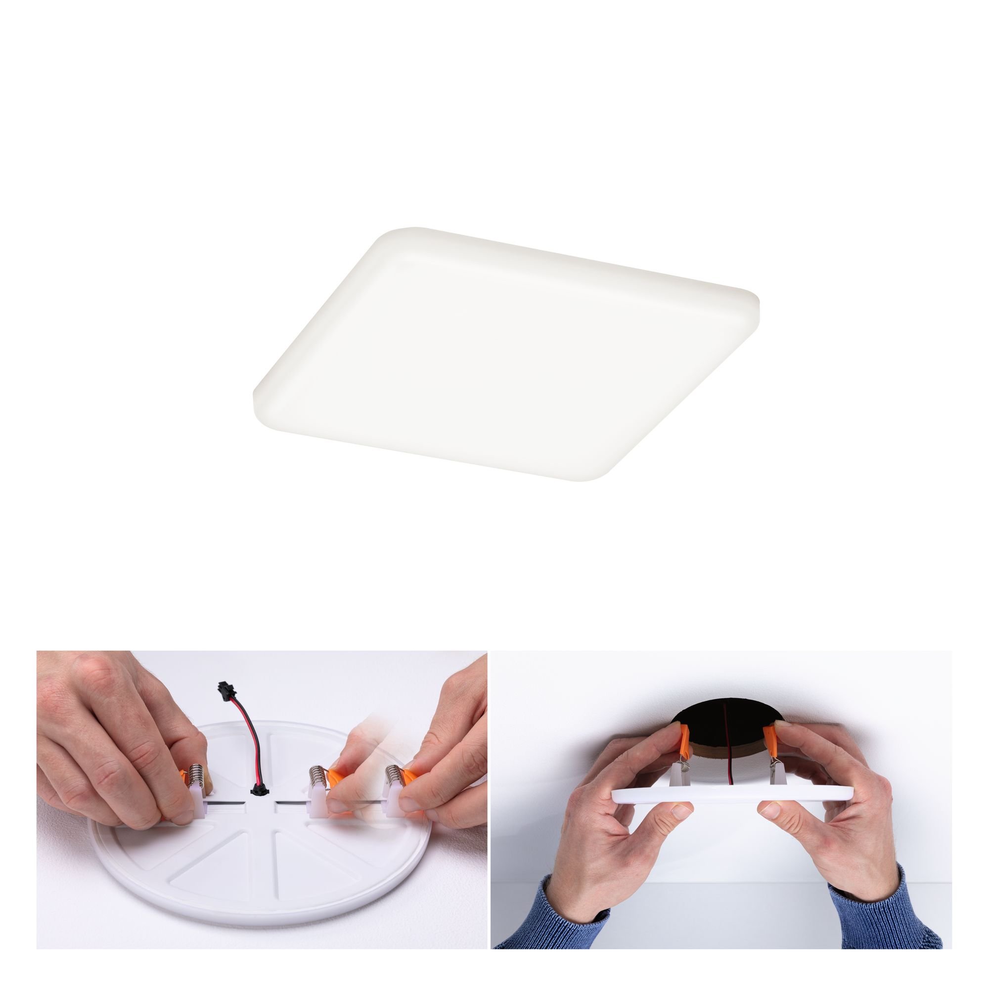 P 92397 LED vestavné svítidlo Veluna VariFit IP44 hranaté 125x125mm 8,5W 4.000K satén - PAULMANN