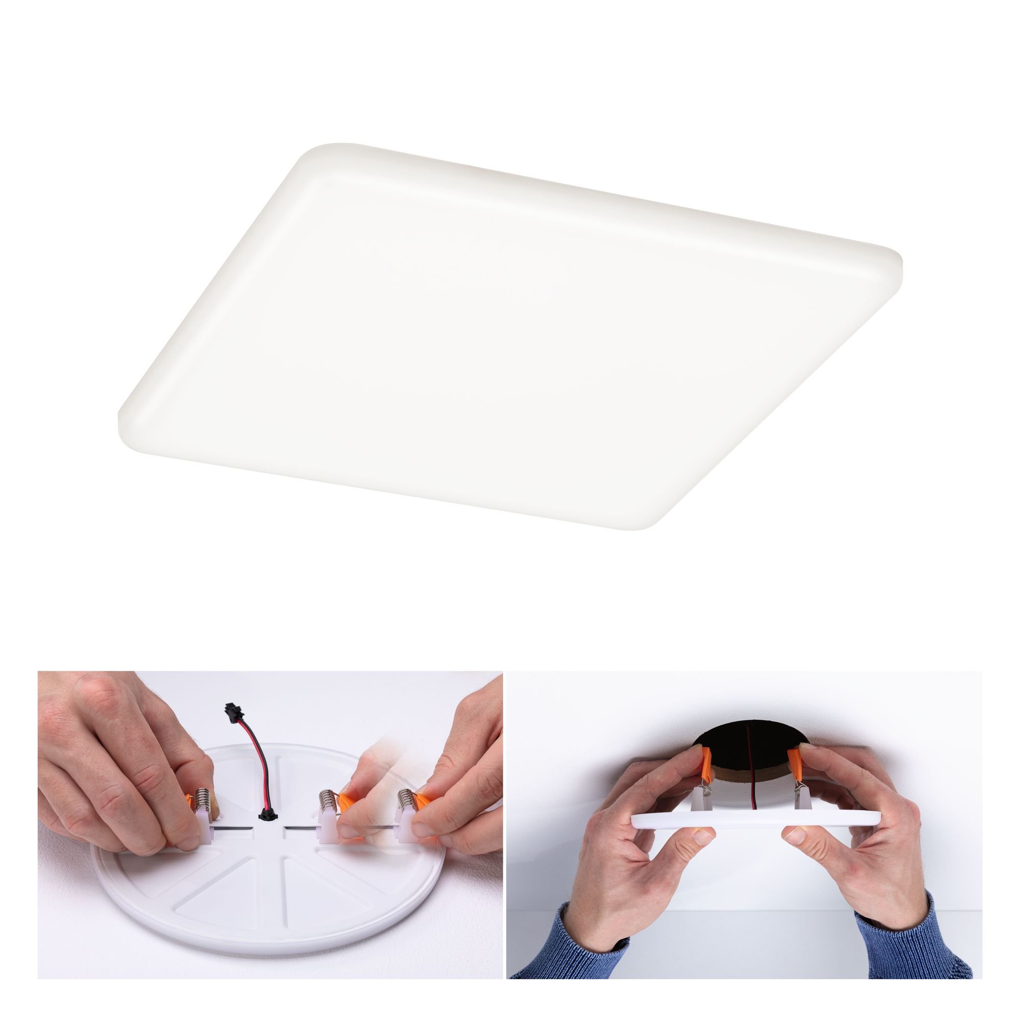 P 92398 LED vestavné svítidlo Veluna VariFit IP44 hranaté 185x185mm 17,5W 4.000K satén - PAULMANN