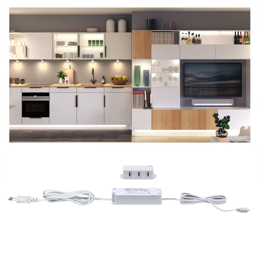 P 99946 Nábytkové svítidlo Clever Connect trafo max. 12W 12V DC včetně 3-násobného rozbočovače bílá - PAULMANN