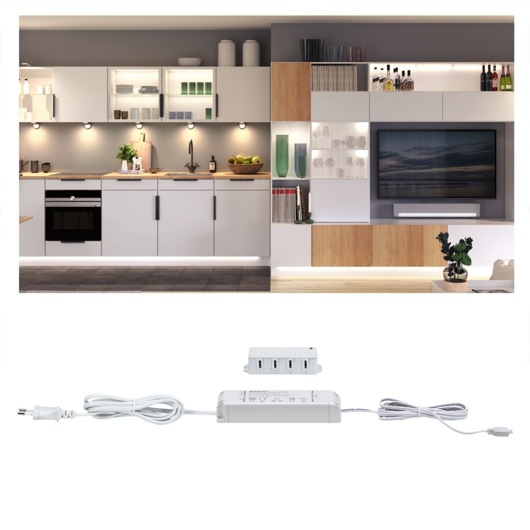 P 99947 Nábytkové svítidlo Clever Connect trafo max. 25W 12V DC včetně 4-násobného rozbočovače bílá - PAULMANN