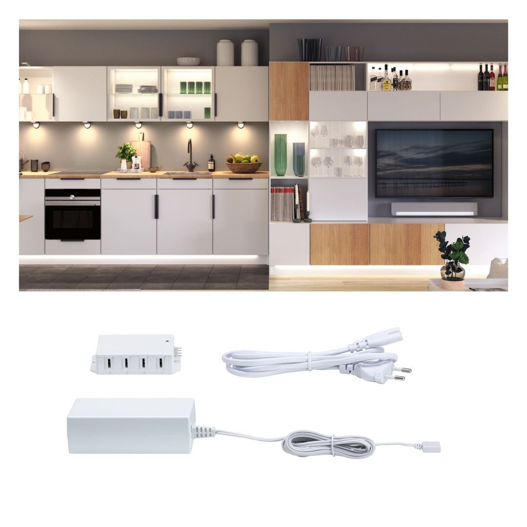 P 99948 Nábytkové svítidlo Clever Connect trafo max. 36W 12V DC včetně 8-násobného rozbočovače bílá - PAULMANN
