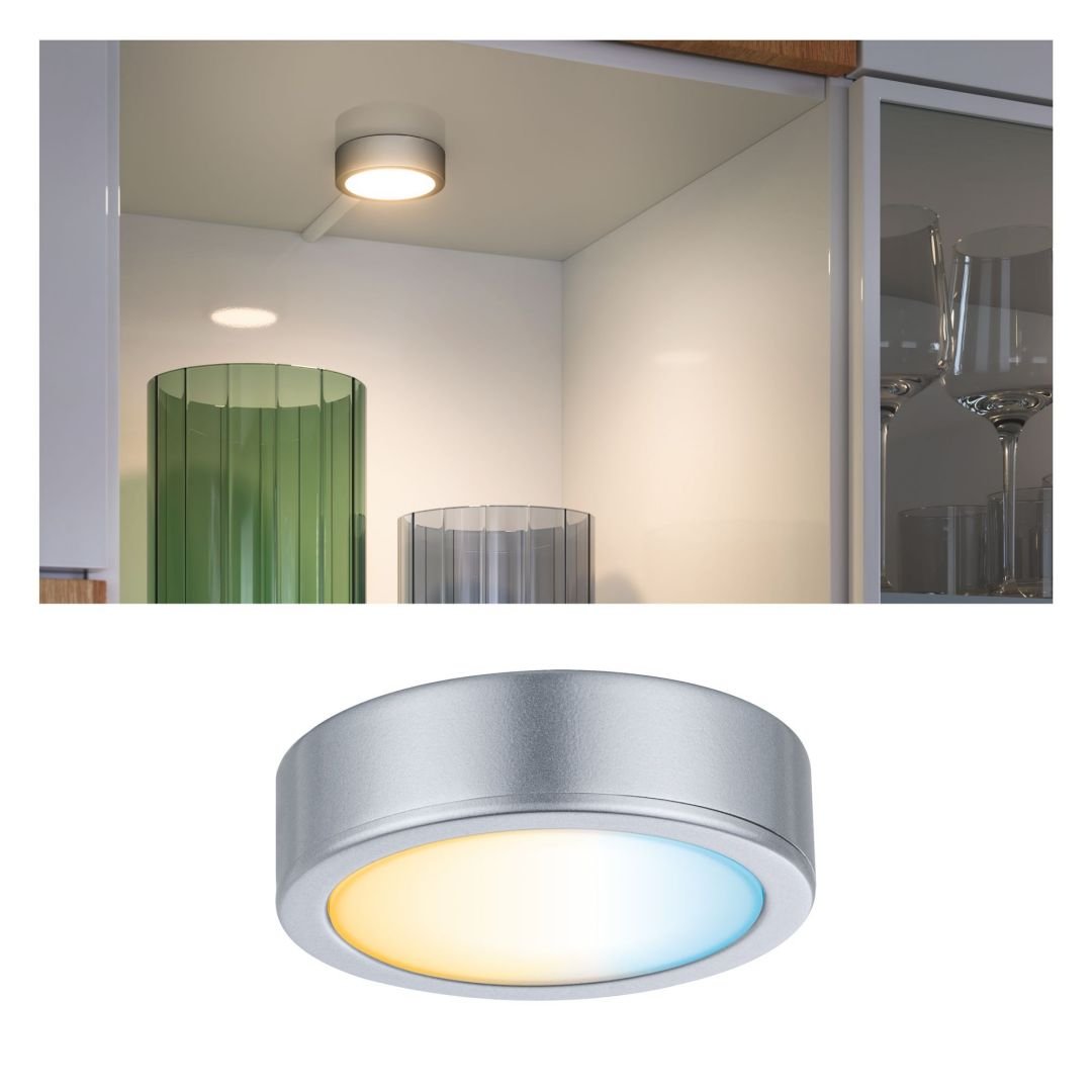 P 99953 Nábytkové svítidlo Clever Connect spot Disc matný chrom 12V 2,1W měnitelná bílá 2.700-6.500K - PAULMANN