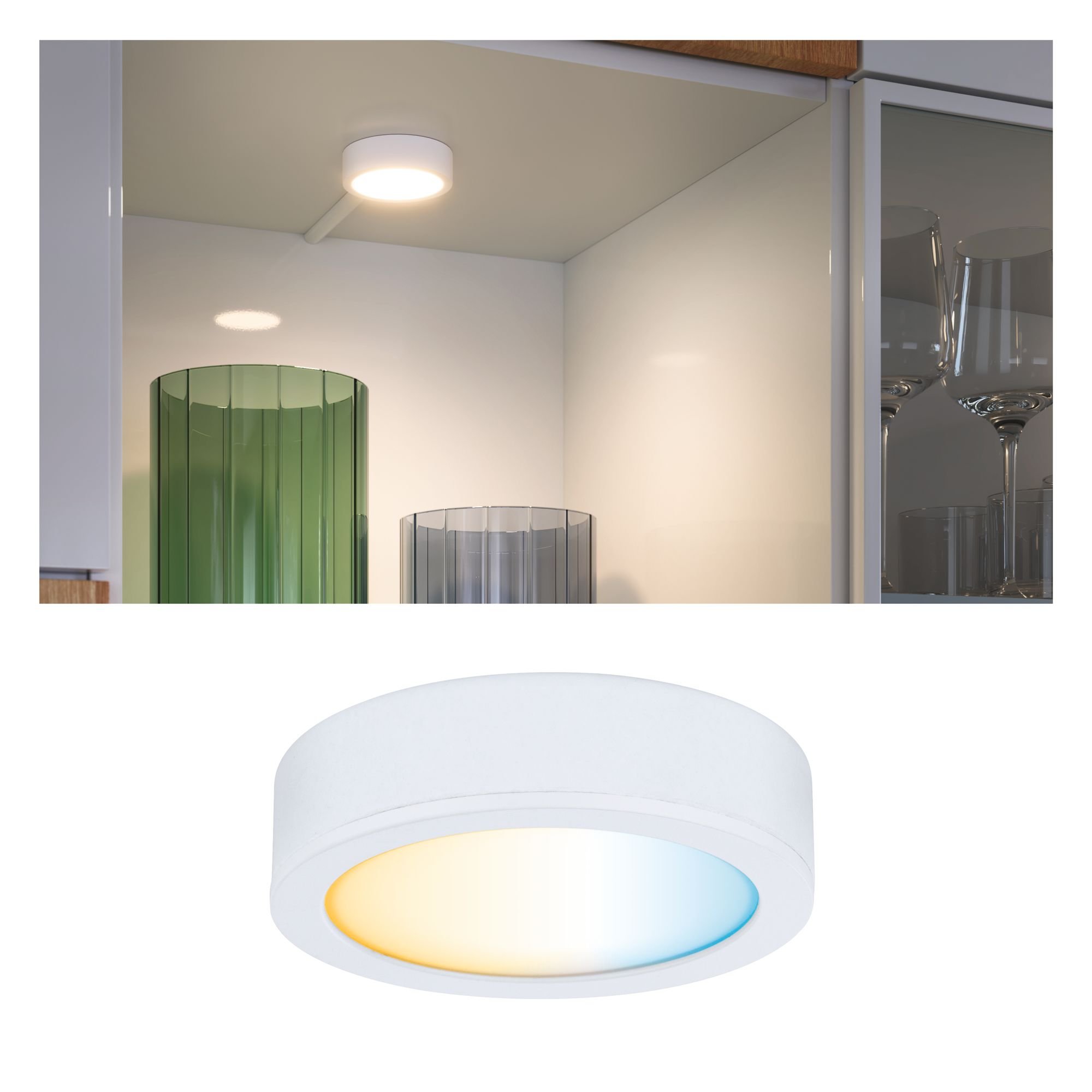 P 99952 Nábytkové svítidlo Clever Connect spot Disc bílá mat 12V 2,1W měnitelná bílá 2.700-6.500K - PAULMANN