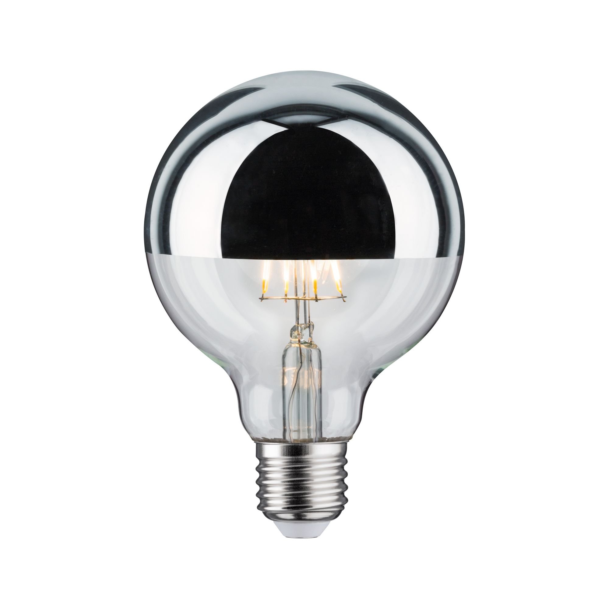 P 28673 LED Globe 6,5 W E27 zrcadlový svrchlík stříbrná teplá bílá stmívatelné - PAULMANN