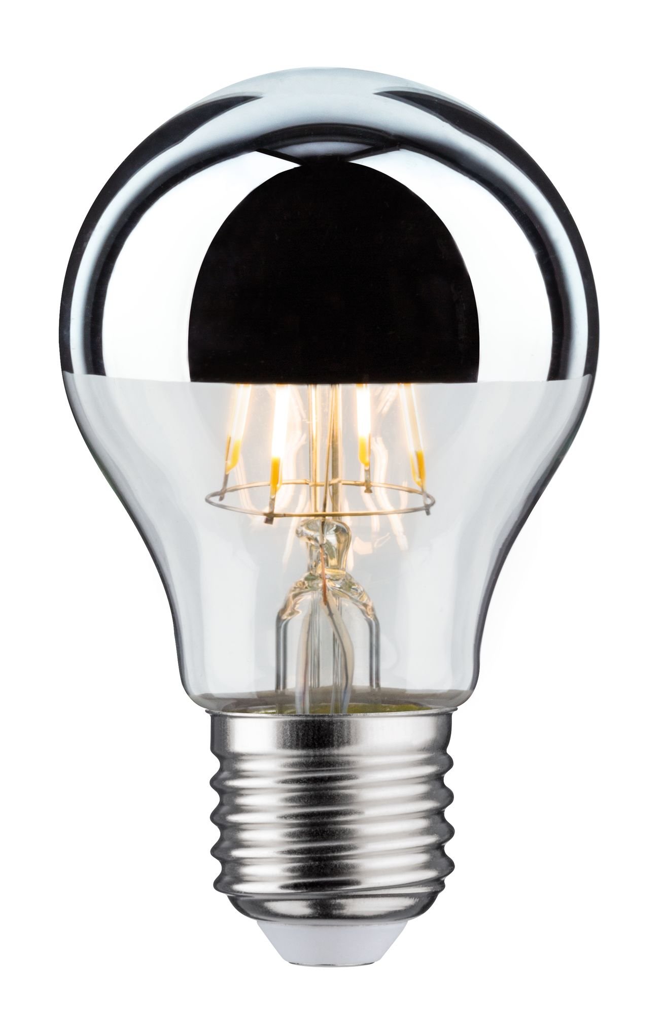 Levně P 28669 LED žárovka 4,8 W E27 zrcadlový svrchlík stříbrná teplá bílá - PAULMANN